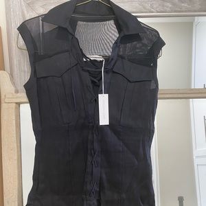 NWT Anne Fontaine Sleeveless Blouse with Mesh